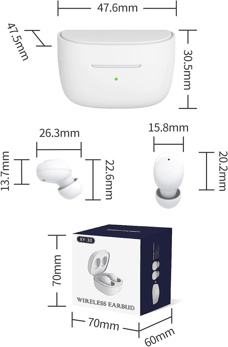 Wireless Earbuds Mini Bluetooth Earbuds with Microphone in Ear Wireless Headphones Earbuds Small Wireless Earbuds for Android & Ios Wireless Earbuds for Small Ears Sweatproof Earbuds for Workout