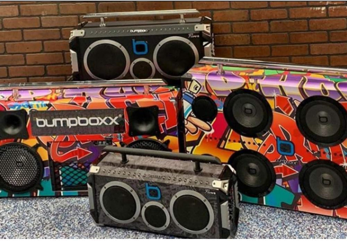 Bluetooth Portable Speaker Boombox Flare8 NYC Graffiti | Retro Boombox with Bluetooth Speaker | Rechargeable Lithium Battery | Includes Wireless Microphone, Carrying Strap & Remote Control
