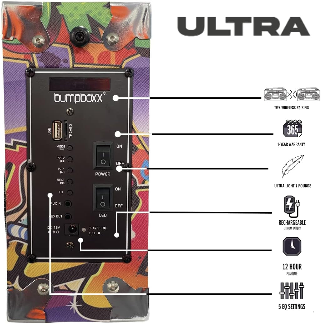 Bluetooth Boombox Ultra plus Graffiti | Retro Boombox with Bluetooth Speaker | Rechargeable Bluetooth Speaker