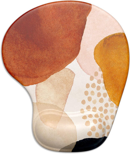 Ergonomic Mouse Pad with Gel Wrist Support Wrist Rest Smooth Surface Non-Slip PU Base Comfortable Office Supplies Pain Relief, 9.5 X 8 Inches, Abstract Art Style