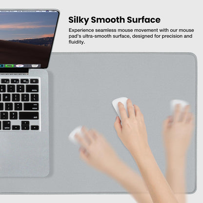 Waterproof Mouse Pad with Durable Stitched Edge, XXXL Gaming Keyboard Pad, Non-Slip Rubber Base Mouse Mat, Extended Desk Pad for Gamer, Office & Home, Gray Mousepad 35.4''X 15.7''X 0.12''