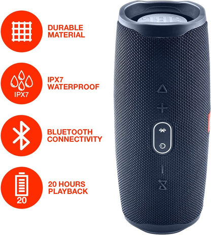Boomph  Charge 4 Portable Waterproof Wireless Bluetooth Speaker Bundle Portable Hard Carrying Protective Case - Blue