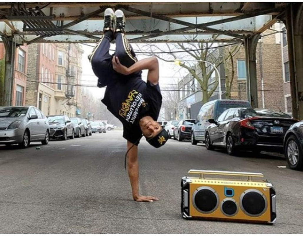 Bluetooth Portable Speaker Boombox Flare8 NYC Graffiti | Retro Boombox with Bluetooth Speaker | Rechargeable Lithium Battery | Includes Wireless Microphone, Carrying Strap & Remote Control