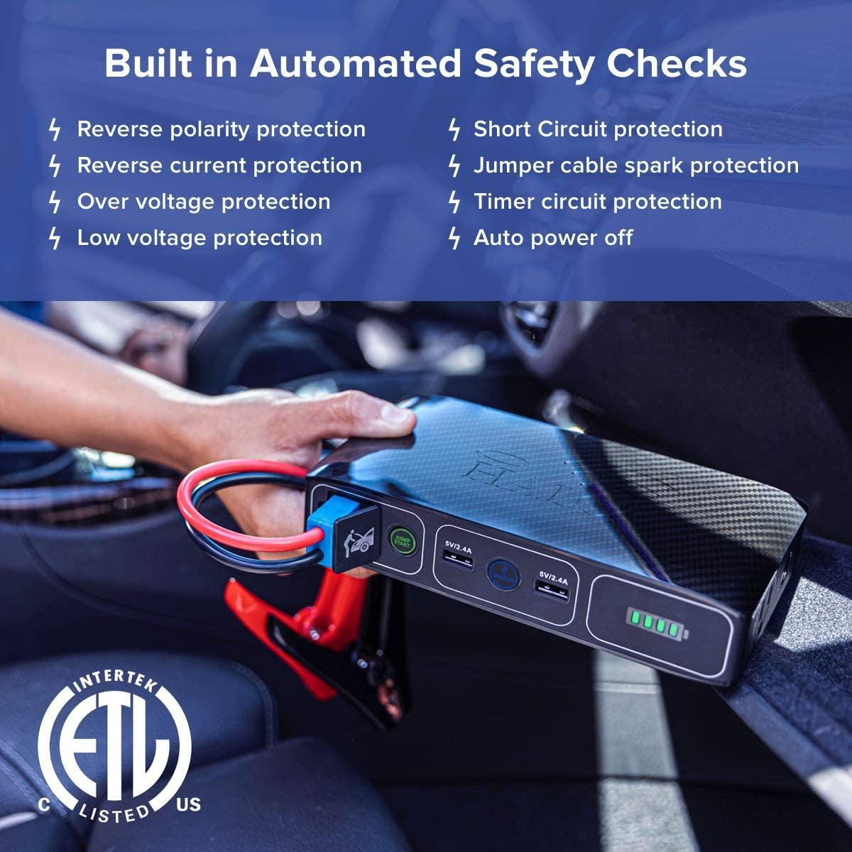 Bolt Wireless Laptop Power Bank - 44400 Mwh Portable Phone Laptop Charger Car Jump Starter with AC Outlet and Car Charger, Blue Graphite