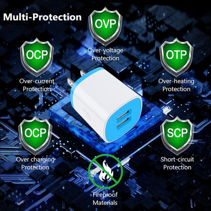 USB Charger Wall Plug, Iphone Charging Box, 5Pack Home Travel 2.1Amp Dual Port Fast Wall Charger Quick Charging Block Cube Brick for Iphone 17 16E 16 15 14 13 12 Pro Max XR X 8,Samsung,Android