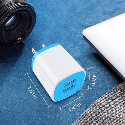 USB Charger Wall Plug, Iphone Charging Box, 5Pack Home Travel 2.1Amp Dual Port Fast Wall Charger Quick Charging Block Cube Brick for Iphone 17 16E 16 15 14 13 12 Pro Max XR X 8,Samsung,Android