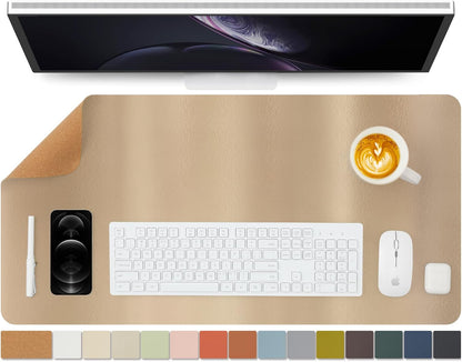 Cork Desk Mat - Dual-Sided Desk Pad for Office and Home - Desk Organization and Accessories - Ideal for Large Mouse Pad and Desk Mats on Top of Desks(Champagne Gold,31.5"X 15.7")