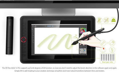 Xppen Artist12 Pro 11.6" Drawing Tablet with Screen Pen Display Full-Laminated Graphics Tablet with Tilt Function Battery-Free Stylus and 8 Shortcut Keys(8192 Levels Pen Pressure and 72% NTSC)