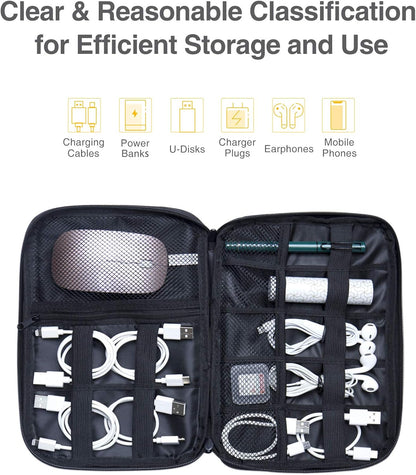 Electronics Travel Organiser, Compact Cable Organiser Bag, Portable Cable Tidy Bag, Travel Cable Case Tech Organiser Pouch for Electronic Accessories, USB, SD, Charger, Drive, Rose, 9.4 X 6.3
