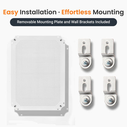 Waterproof Junction Box IP67 Outdoor Plastic Electrical Project Enclosure Weatherproof with Mounting Plate, Wall Brackets, Hinged Grey Cover 16.1"X12.2"X7.1"