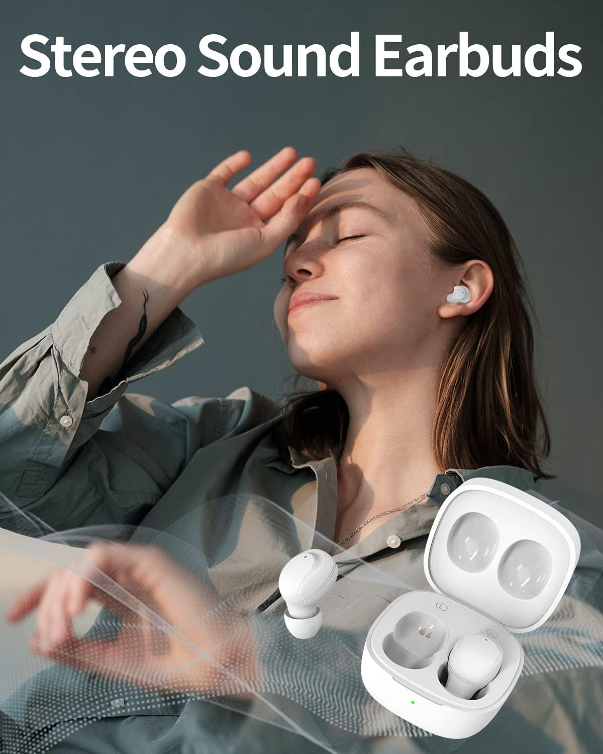Wireless Earbuds Mini Bluetooth Earbuds with Microphone in Ear Wireless Headphones Earbuds Small Wireless Earbuds for Android & Ios Wireless Earbuds for Small Ears Sweatproof Earbuds for Workout