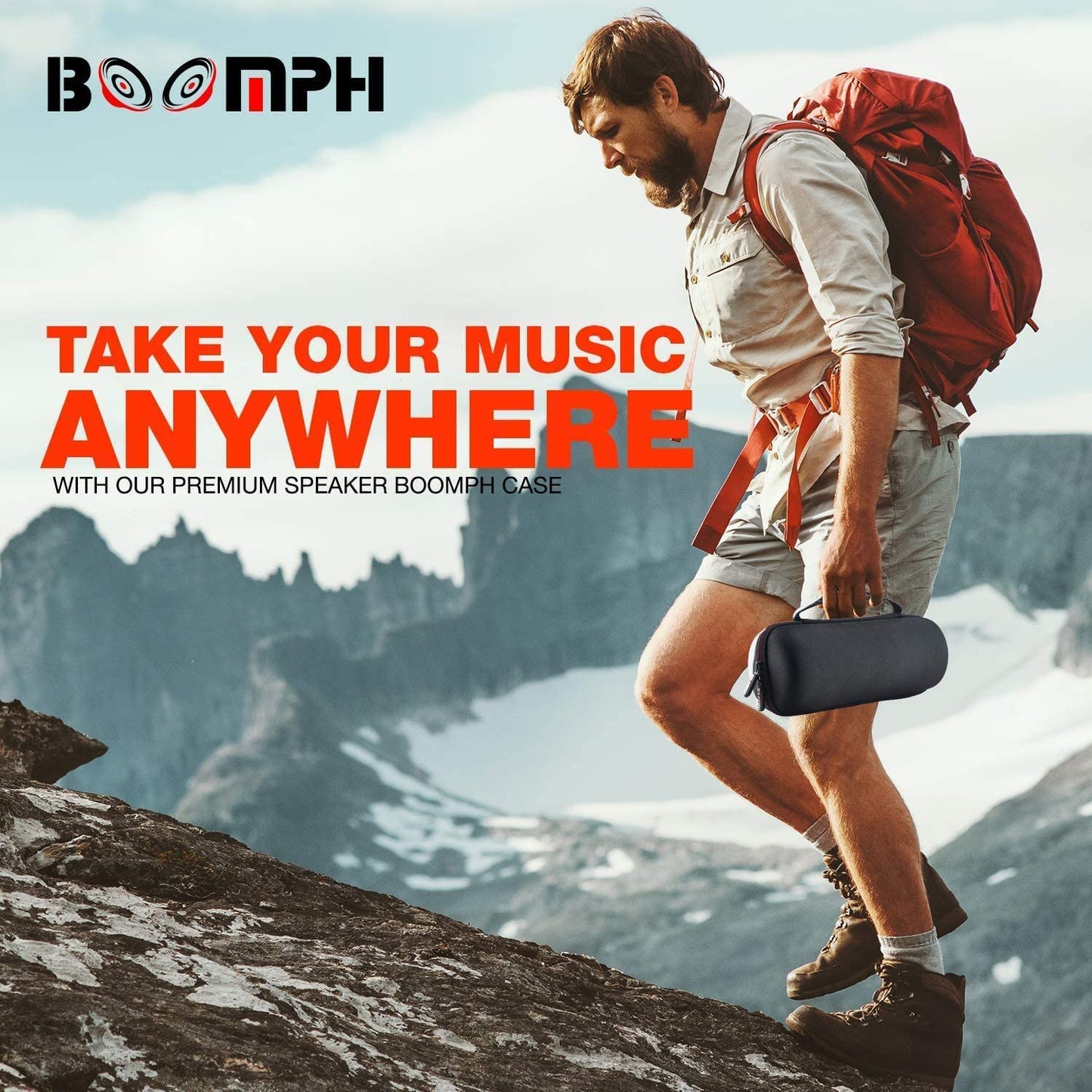 Boomph  Charge 4 Portable Waterproof Wireless Bluetooth Speaker Bundle Portable Hard Carrying Protective Case - Blue