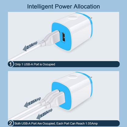 USB Charger Wall Plug, Iphone Charging Box, 5Pack Home Travel 2.1Amp Dual Port Fast Wall Charger Quick Charging Block Cube Brick for Iphone 17 16E 16 15 14 13 12 Pro Max XR X 8,Samsung,Android