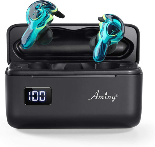 U-King True Wireless Earbuds Waterproof IPX7 Bluetooth Earbuds Wireless Headphones Bluetooth Headphones,Hifi 5.0 Wireless Earbuds 120Hrs Playing Time with Charging Case-Cool Blue