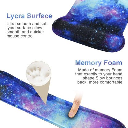 Mouse Pad with Wrist Support and Keyboard Wrist Rest Pad Set,Ergonomic Mouse Pads for Computers Laptop,Non-Slip Comfortable Mousepad W/Raised Memory Foam for Easy Typing & Pain Relief (Galaxy)