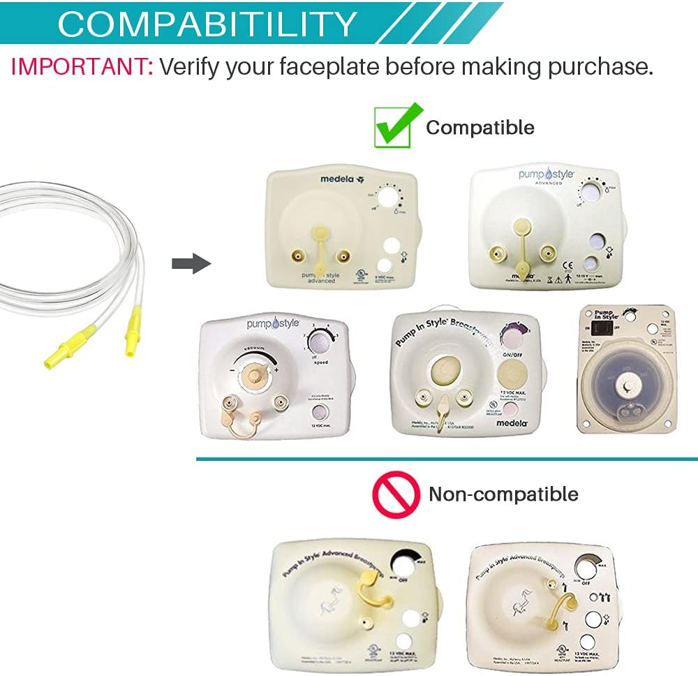 Pump in Style Tubing X4, Spare and Replacement Tubing Compatible with Medela Older Pump in Style Advanced Breast Pump - BPA Free (4 Pc)