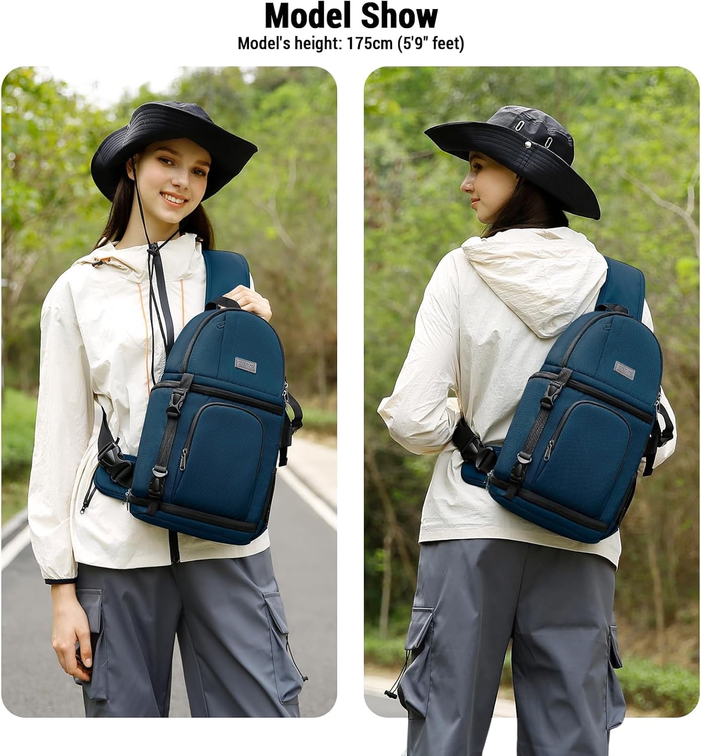 Camera Sling Bag, Dslr/Slr/Mirrorless Camera Backpack Case Shockproof Photography Backpack with Tripod Holder & Removable Modular Inserts Compatible with Canon/Nikon/Sony/Fuji, Deep Teal