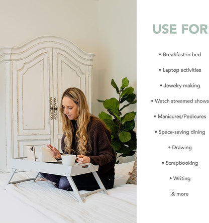 Extra Large Wood Bed Tray, Lap Tray, Lap Desk with Phone Holder - Fits up to 17.3 Inch Laptops and Most Tablets - Calming Gray - Style No. 78105