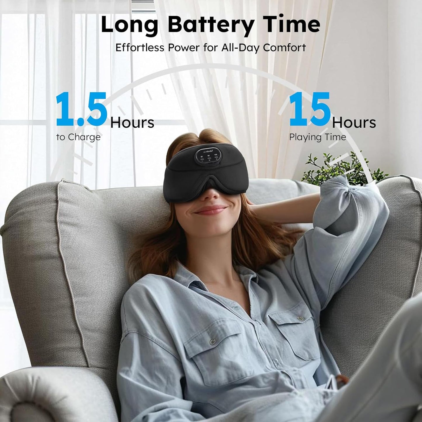 White Noise Sleep Mask, 3D Sleep Headphones with 16 Soothing Sounds, Bluetooth 5.4 Sleep Eye Mask with Timer, Total Blackout Sleeping Headphones for Side Sleeper(Black)