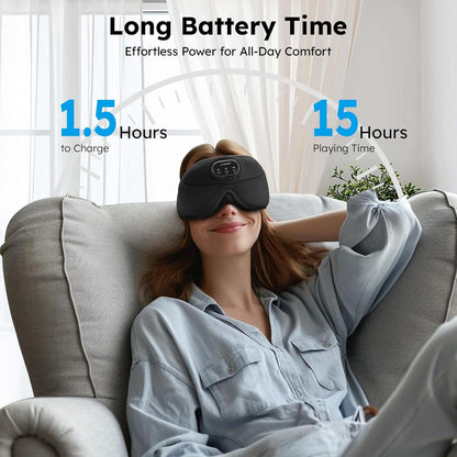 White Noise Sleep Mask, 3D Sleep Headphones with 16 Soothing Sounds, Bluetooth 5.4 Sleep Eye Mask with Timer, Total Blackout Sleeping Headphones for Side Sleeper(Black)