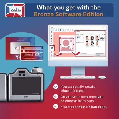 Fargo HDP5000 Dual Sided ID Card Printer & Complete Supplies Package with Bronze Edition Software