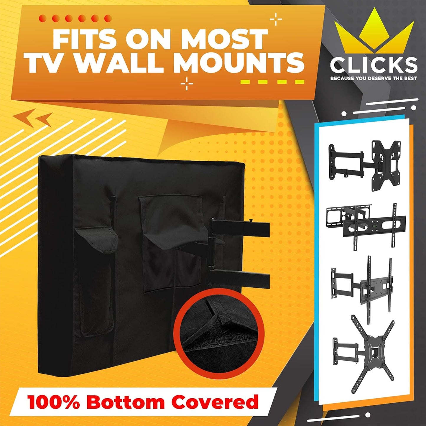 Outdoor TV Cover 40" - 42" - NOW with BOTTOM COVER, Quality Weatherproof and Dust-Proof Material with FREE Microfiber Cloth. Protect Your TV Now!