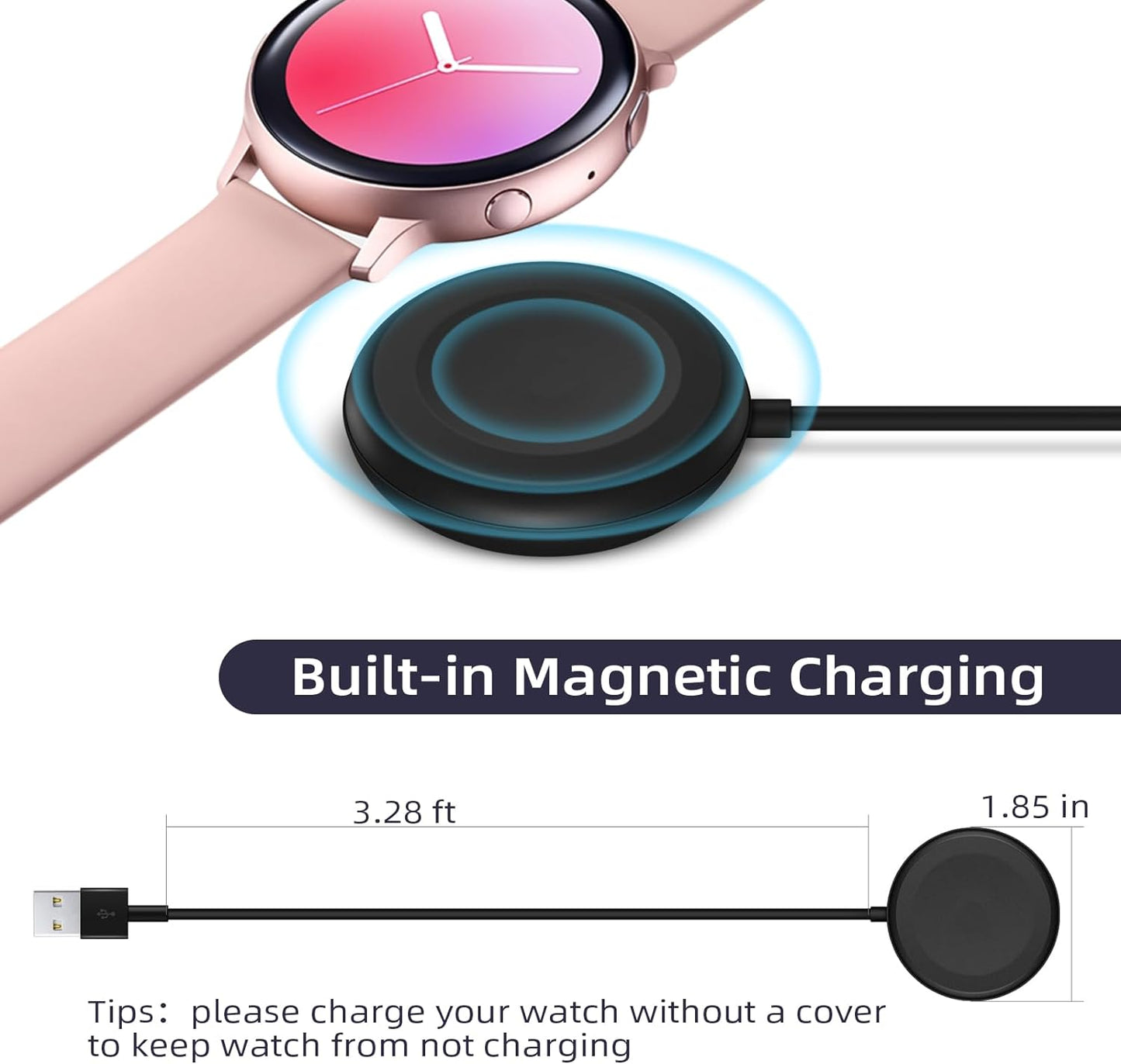Watch Charger Compatible with Samsung Galaxy Watch, Portable Charging Dock for Galaxy Watch 6/6 Classic/5/5 Pro/4/3/Active2/1,Gear Sport/S3, 3.3Ft