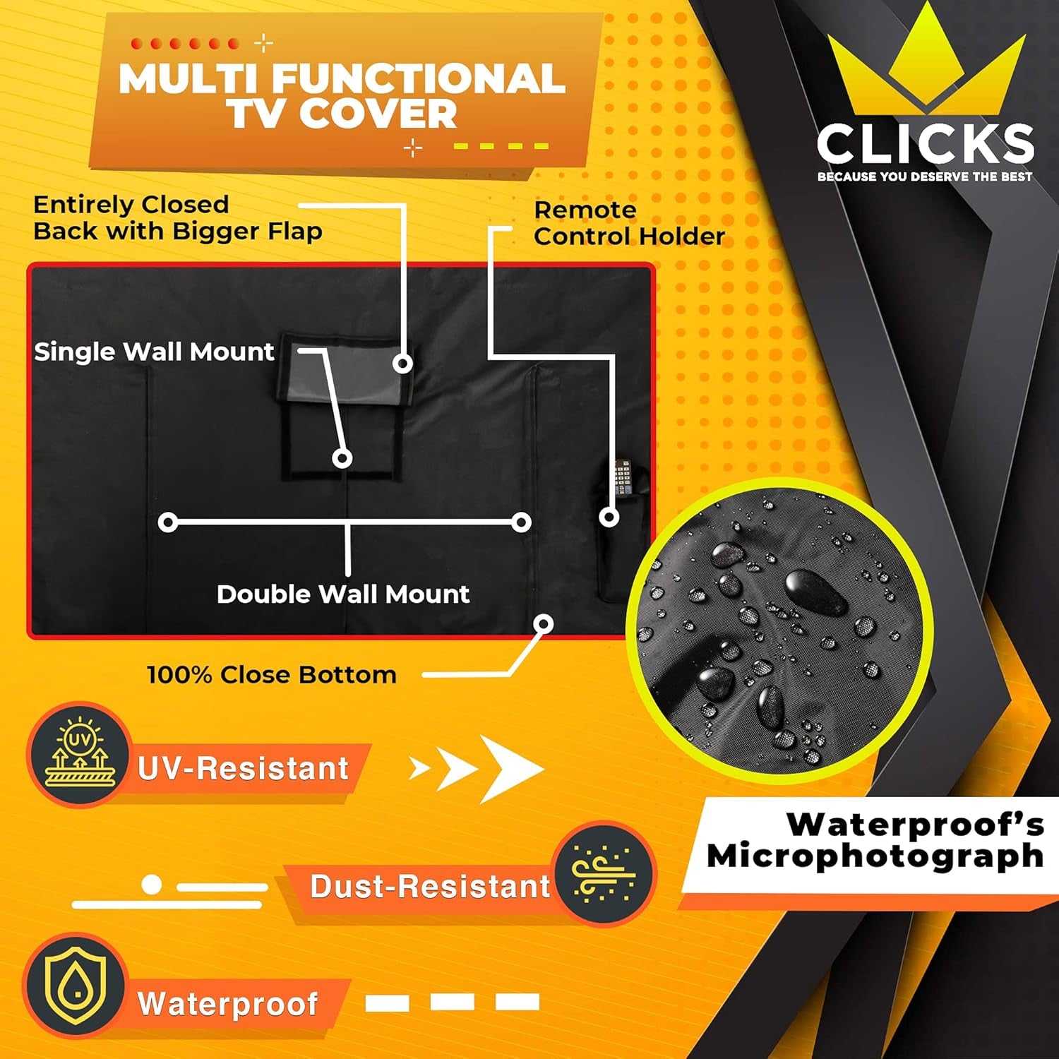 Outdoor TV Cover 40" - 42" - NOW with BOTTOM COVER, Quality Weatherproof and Dust-Proof Material with FREE Microfiber Cloth. Protect Your TV Now!