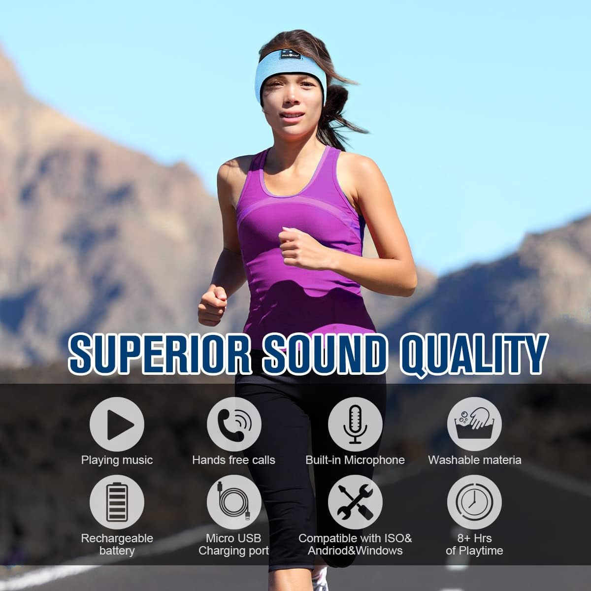 Bluetooth Headband Sports Sleep Headphones, Wireless Music Sleeping Headphones Sleep Eye Mask Earbuds IPX6 Waterproof for Side Sleepers Workout Running Insomnia Yoga Office